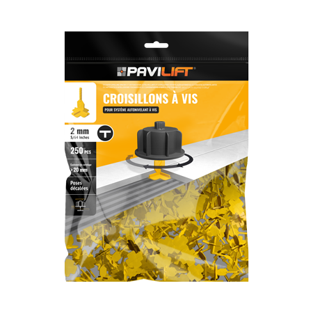 PAVILIFT : CROISILLONS AUTONIVELANTS À VIS 2 mm en T /Sachet 250 U SCR220TJ