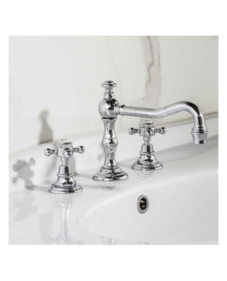 MARGOT • THÉTIS Mélangeur de lavabo 3 trous 1301 /Croisillon M20 /B3 Nickel mat